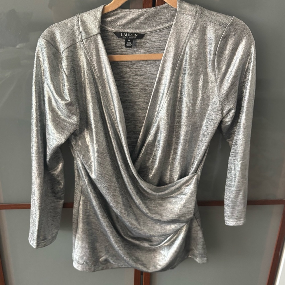 Ralph Lauren Silver Drape Top